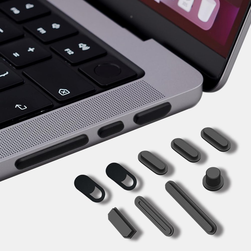 14 Pack Dust Plug Cover for 2025-2021 MacBook Pro 14" 16" M5 M4 M3 M2 M1 Pro/Max, Dust Plug for HDMI, Thunderbolt, SDXC, Charger Port & Headphone & 2 PCS Webcam Cover Slide