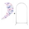 Aerdce Arched Fabric Cover Butterfly Happy Birthday Backdrop for Girls Pink Stretchy Arch Stand Cover for Butterfly Kisses Party Baby Shower Decor Supplies(Cover+Stand) view 2