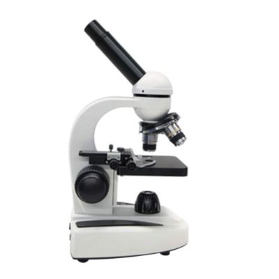 Biological Microscope 40x-1600x monocular Microscope Metal Lens Body Eyepiece (WF10x WF20x) Objective Lens (4X 10x 40x) 360 Rotating Lens Two Driving Methods (White)