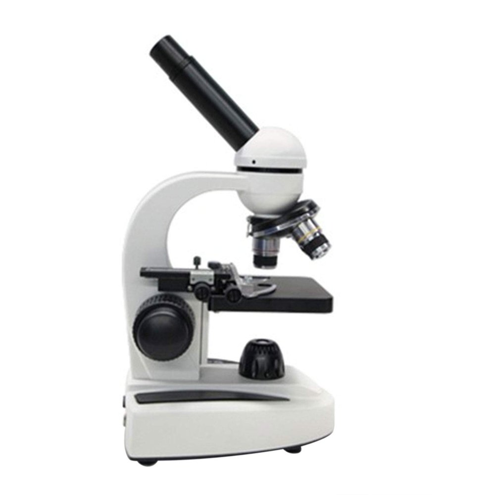Biological Microscope 40x-1600x monocular Microscope Metal Lens Body Eyepiece (WF10x WF20x) Objective Lens (4X 10x 40x) 360 Rotating Lens Two Driving Methods (White)