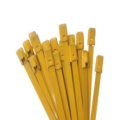 Indus Hardware PVC Coated Color T316 Stainless Steel Wire Cable Zip Ties Metal Heavy Duty Exhaust Wrap Ball Lock Band Tie Wraps Sizes 8, 12, 14, 18"" (100, Yellow 12""(4.6 x 300 mm))