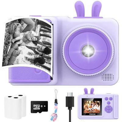 YINOCHE Kids Camera Instant Print, Camera for Kids with Printable Photos, Toddler Camera Toys for Children Ages 3-14, Digital Camera Birthday Gifts for Girls (Purple)