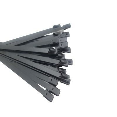 Indus Hardware PVC Coated Color T316 Stainless Steel Wire Cable Zip Ties Metal Heavy Duty Exhaust Wrap Ball Lock Band Tie Wraps Sizes 8, 12, 14, 18"" (100, Black 8""(4.6 x 200 mm))
