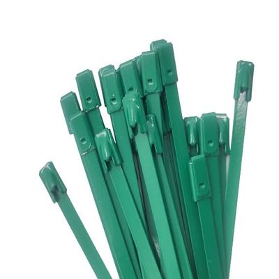 Indus Hardware PVC Coated Color T316 Stainless Steel Wire Cable Zip Ties Metal Heavy Duty Exhaust Wrap Ball Lock Band Tie Wraps Sizes 8, 12, 14, 18"" (100, Green 18""(4.6 x 450 mm))