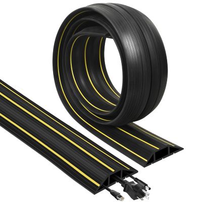 3ft Floor Cable Cover, 3 Channels Cord Hider Floor Protector Carpet Cord Cover for Wires on Floor Indoor Outdoor, 3.3' x 3.15"