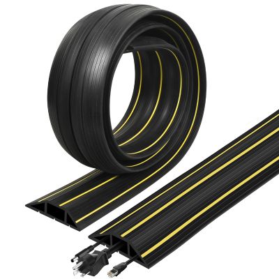 10ft Floor Cable Cover, 3 Channel Heavy Duty PVC Extension Cord Cover for Wires on Floor, Cord Hider Floor Protector, 10' x 3.15"