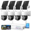 XMARTO 0-Light Night Color Solar Security Camera System, 2K HD Wireless PTZ, AI Tracking, WiFi6 Long Range, 10CH Expandable 4K NVR with 1TB HDD, HDMI Monitor/TV View, Mobile Access, 0 Monthly Fee view 1