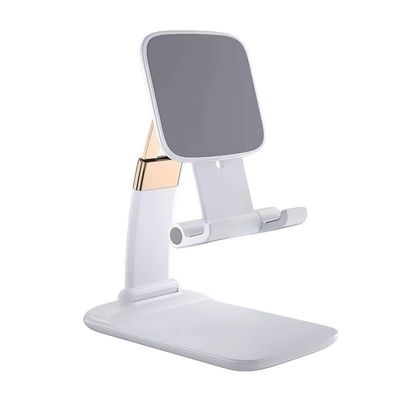 LLLSSS Universal Adjustable Max Tablet Foldable Metal Holder Desk Stand(Pearl White)