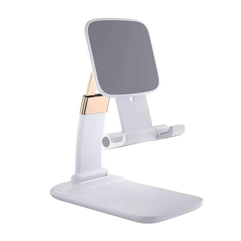 LLLSSS Universal Adjustable Max Tablet Foldable Metal Holder Desk Stand(Pearl White)