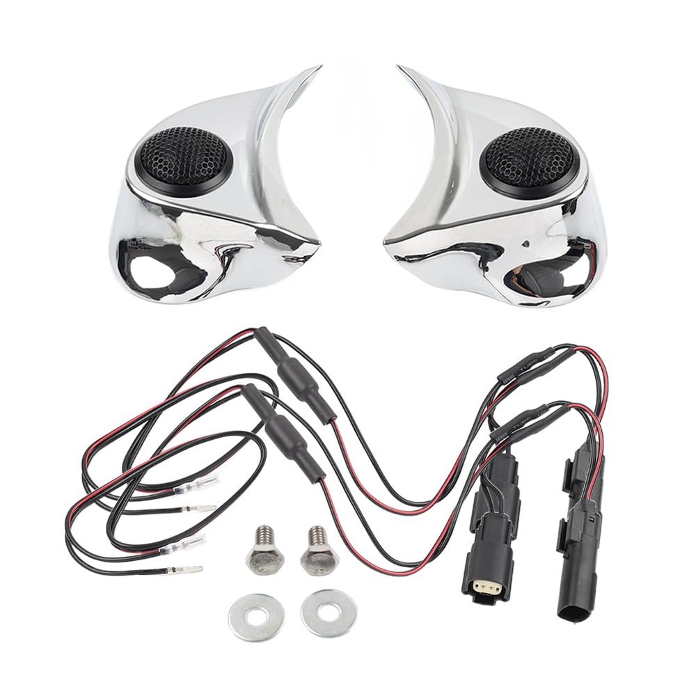 Three T Lirun 1pair Speaker Pods Tweeter Spacer ABS Chrome Motorbike for Harley Batwing Fairings 14-23 Street Glide FLHX, FLHXS, Electra Glide FLHTCU, FLHTCUL
