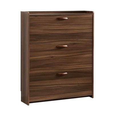 RENEESME Shoe Rack Shoe Storage Cabinet with 3 Flip Drawers, Freestanding Shoe Organizer for Entryway, Narrow Shoe Rack Cabinet, Rustic Brown Shoe Organizer Rack(55x17x110cm)
