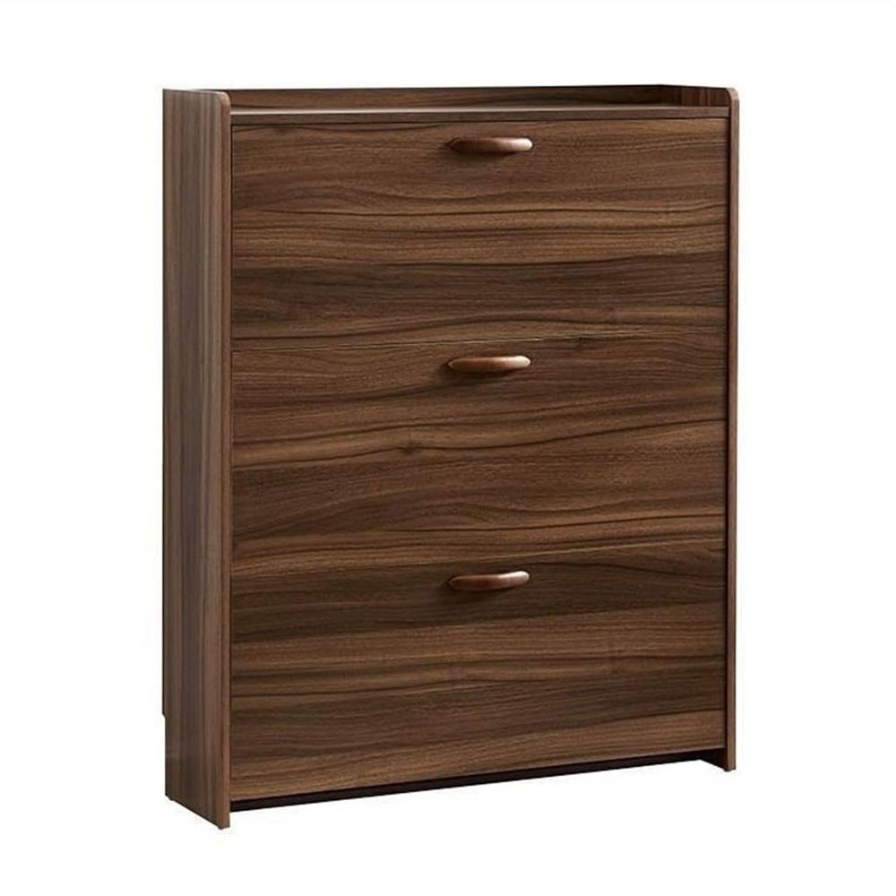 RENEESME Shoe Rack Shoe Storage Cabinet with 3 Flip Drawers, Freestanding Shoe Organizer for Entryway, Narrow Shoe Rack Cabinet, Rustic Brown Shoe Organizer Rack(55x17x110cm)
