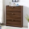 RENEESME Shoe Rack Shoe Storage Cabinet with 3 Flip Drawers, Freestanding Shoe Organizer for Entryway, Narrow Shoe Rack Cabinet, Rustic Brown Shoe Organizer Rack(55x17x110cm) view 2