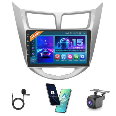 Hikity 2+64GB Android Car Stereo for Hyundai Accent Verna Solaris 2010 2011 2012 2013 2014 2015 2016 Radio 9 Inch Touchscreen Radio Wireless Carplay Android Auto GPS WiFi Bluetooth FM Backup Camera