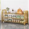 Shoe Rack Shoe Rack for Entryway, 3/4/5 Tiers Metal Mesh Freestanding Shoe Organizer, Space Saving Shoe Storage Shelf for Hallway, Living Room,Closet(Black/Gold) Shoe Organizer Rack(Gold,3-Layers 80cm view 2