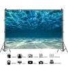 10x6.5ft Deep Underwater Blue Ocean Backdrop Under The Sea Seabed Scene Photography Background Undersea Theme Birthday Baby Shower Party Banner Decorations Photo Booth Props view 2