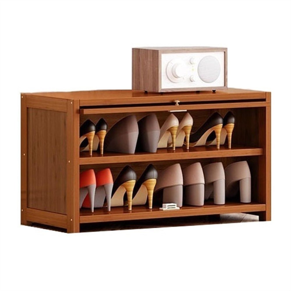 RENEESME Shoe Rack Free Standing Shoe Storage Organizer for Entryway, Large Capacity Bamboo Shoe Cabinet with Flip Door, Modern Shoe Storage Cabinet Shoe Organizer Rack(3-Layers 60cm)