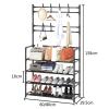 RENEESME Shoe Rack 5-Tier Coat and Shoe Rack, Entryway Coat Rack with 8 Hooks, Multifunctional Metal Shoe Rack Organizer for Bedroom Hallway Office Shoe Organizer Rack(80cm) view 2