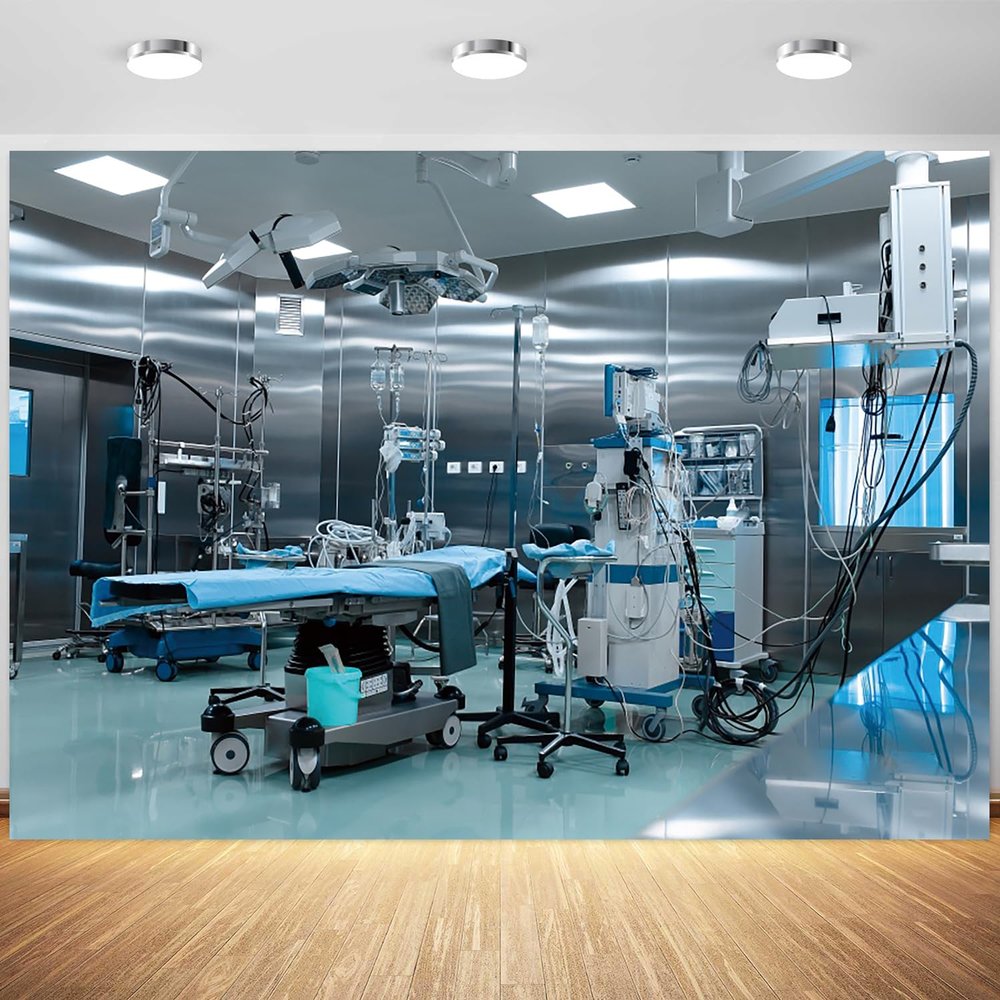 10x6.5ft Hospital Backdrop Operating Room Photography Background Doctor Surgery Bed Medical Equipment Decorations Doctor Nurse Party Portraits Supplies Photo Booth Props