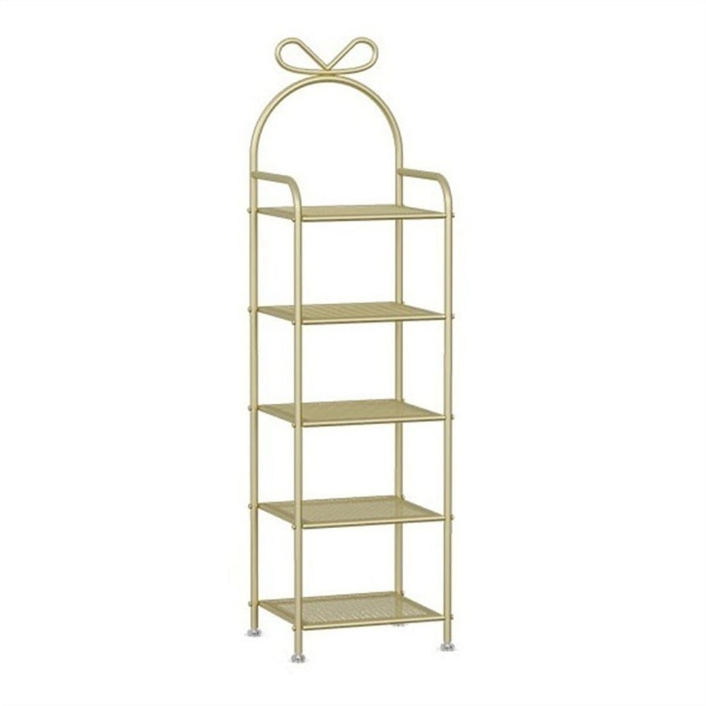 RENEESME Shoe Rack 5/7 Tiers Tall Shoe Rack, Vertical Shoe Organizer, Space Saver Narrow Shoe Shelf Storage for Entryway, Bedroom, Cloakroom Shoe Organizer Rack(Gold,5-Layers)
