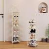 RENEESME Shoe Rack 5/7 Tiers Tall Shoe Rack, Vertical Shoe Organizer, Space Saver Narrow Shoe Shelf Storage for Entryway, Bedroom, Cloakroom Shoe Organizer Rack(Gold,5-Layers) view 2