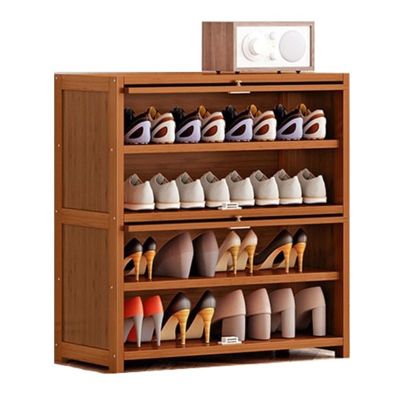 RENEESME Shoe Rack Free Standing Shoe Storage Organizer for Entryway, Large Capacity Bamboo Shoe Cabinet with Flip Door, Modern Shoe Storage Cabinet Shoe Organizer Rack(5-Layers 60cm)