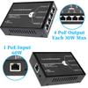 REVODATA 4 Port 60W PoE Extender Metal, 3 Mode Available,1 in 4 Out PoE+ Repeater, 802.3af 30W PoE Output, 60W 802.3BT Input, 100m/250m PoE Extension for PoE Device, Plug and Play (POE5004-V2) view 2