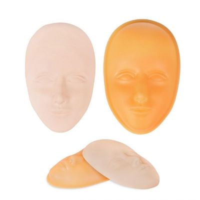 HOTWE 5D Facial Tattoo Practice Skin, Silicone Training Fake Head for Eyebrow Eyeliner Lips Microblading, Semi Permanent Makeup and Tattooing (2 Masks with 1 Base)