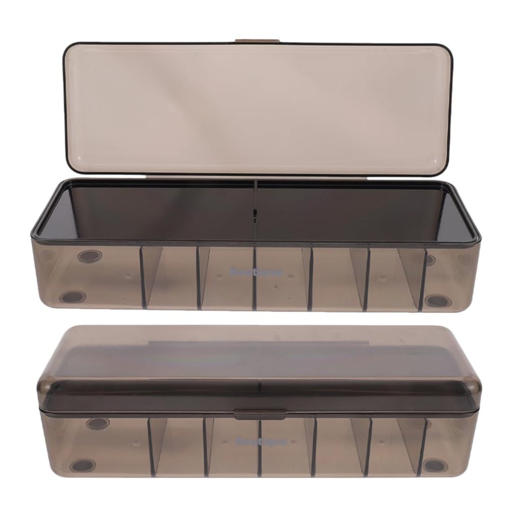 Alipis 2pcs Plastic Cable Management Box Wire Storage Organizer for Electronics Charger Cord Wire Box with Lid