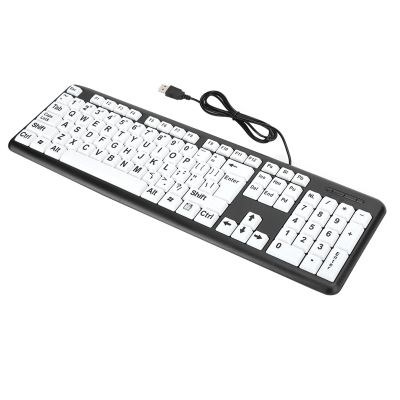 EIMSOAH Large Print Computer Keyboard,USB Wired Keyboard 104 Keys, Black Low Vision Keyboard USB Wired Old People Keyboard with White Large Print Keys (Black), EIMSOAHaxwrkv4275-11