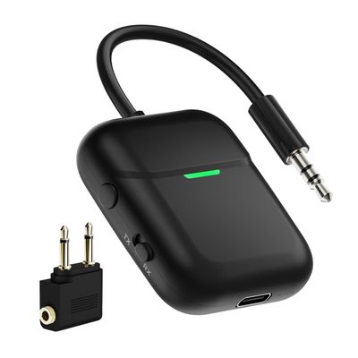Nulaxy Air in-Flight Bluetooth Wireless Audio Transmitter Receiver for up to 2 AirPods Wireless Headphones, Bluetooth Adapter for All 3.5mm Aux Jacks on Airplanes, Black
