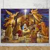 6x4ft Nativity Backdrop Christmas Shepherd's Shed Angel Gathering Photography Backdrop Photo Backdrop Family Gathering Backdrops view 2