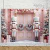 10x8ft Christmas Photography Background Pink Christmas Tree Soldier Snow Castle Background Decoration Girl Birthday Party Winter Party Backgrounds view 2