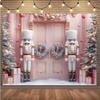 10x8ft Christmas Photography Background Pink Christmas Tree Soldier Snow Castle Background Decoration Girl Birthday Party Winter Party Backgrounds view 4