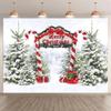10x8ft Merry Christmas Photography Backgrounds Winter Candy Cane Christmas Tree Forest Snowy Christmas Holiday Party Kids Portraits Kids Studio Photos view 1