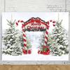10x8ft Merry Christmas Photography Backgrounds Winter Candy Cane Christmas Tree Forest Snowy Christmas Holiday Party Kids Portraits Kids Studio Photos view 2