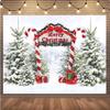 10x8ft Merry Christmas Photography Backgrounds Winter Candy Cane Christmas Tree Forest Snowy Christmas Holiday Party Kids Portraits Kids Studio Photos view 4