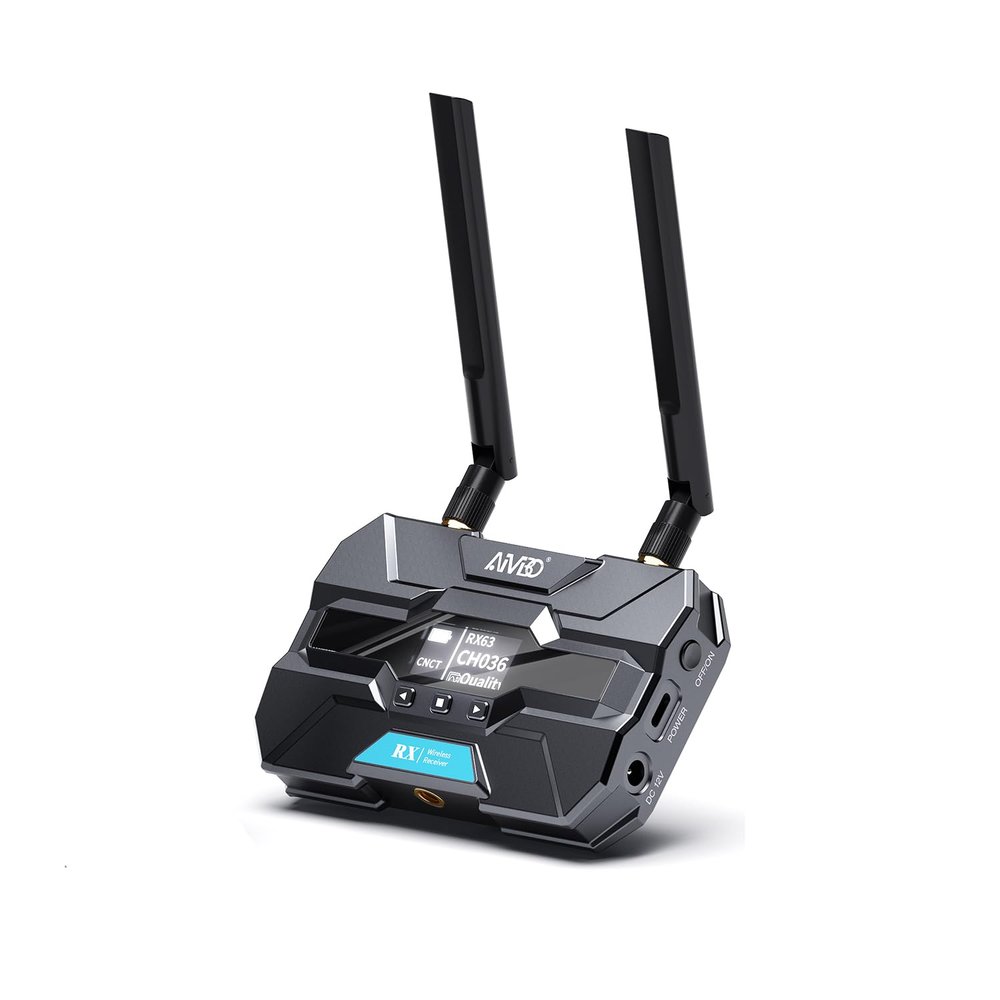 TIMBOOTECH Wireless Video Receiver, Supports Up to 4 Receivers, 1080P HD@60Hz, 2.4 & 5.8GHz, 1000FT Los Range, 66ms Latency, OLED Screen, Smart Channel HDMI Wireless System