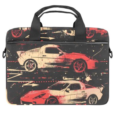 Abstract Red Cars Seamless Pattern Laptop Shoulder Bag Slim Computer Briefcase Laptop Sleeve Messenger Case