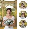 Vie Savaran 9x6ft Window Scenery Backdrop Golden Vintage Fence Green Tree Mountain Lake Nature Park Landscape Photography Background Party Birthday Wedding Bridal Studio Photo Props Polyester view 3