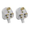 Toptekits (2 Pack) DIY 3-Prong UK Rewireable Power Plug 13A 250V BS1363/A CE Rohs Electrical Adapter Detachable British Adapter Plug Removable Power Wiring Plug White view 1