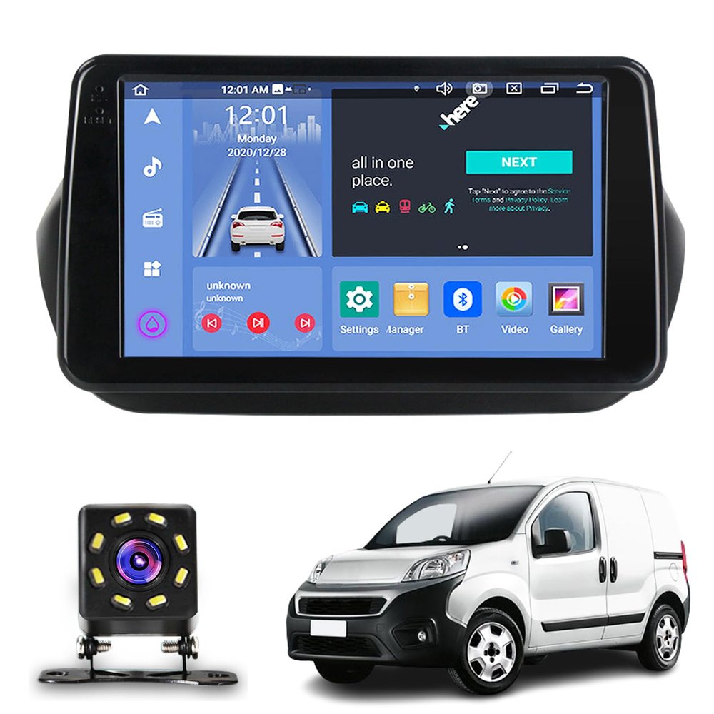 9 inch Multifunctional Car Screen for Fiorino Qubo 2008-2017, Android Car Radio Stereo, Touch Screen Auto Navigation System with Carplay GPS WiFi Bluetooth FM Mirror Link(Size:Octa Core 2+32G)