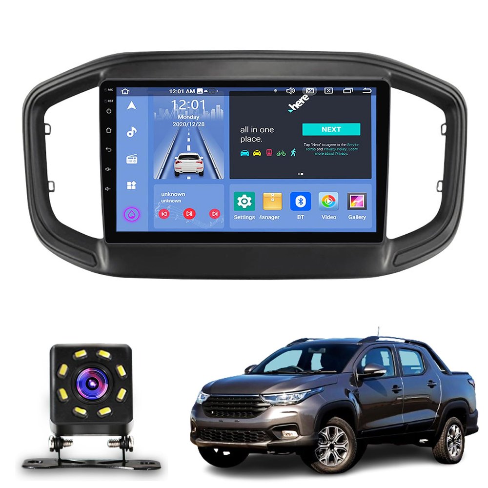 9 inch Multifunctional Car Screen for Fiat Strada 2020-2021, Android Car Radio Stereo, Touch Screen Auto Navigation System with Carplay GPS WiFi Bluetooth FM Mirror Link(Size:Quad Core 2+32G)