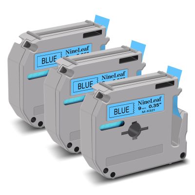 NineLeaf 3 Pack Compatible for Brother P-Touch M Tape M-K521 M-K521S MK521 M521 9mm 0.35'' Black on Blue Label Tape for PT-70 PT-65SB PT-65SCCP PT-65SL PT-65VP Label Maker