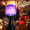 MUMTOP Halloween Indoor Decorations, Purple Glass Crackle Globe with LED Light Halloween Magic Ball Figurine Resin Statue for Home Kitchen Room Party Table Decor view 4