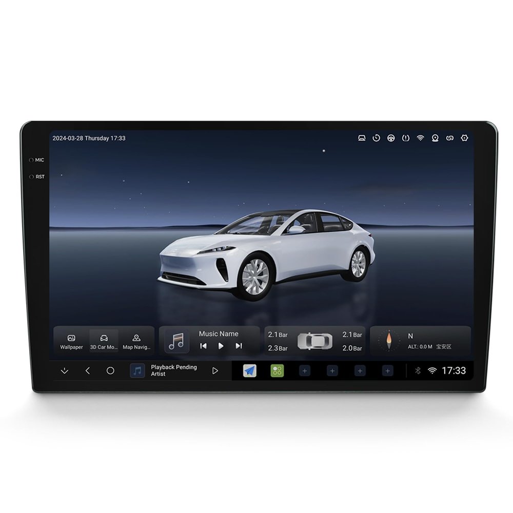 DUDUAUTO DUDU7 Universal Car Stereo Radio with Carplay and Android Auto Ultra-Thin 10.36 Inch 2000x1200 2K QLED Touch Screen Head Unit with Bluetooth GPS DSP AM/FM Radio 12G RAM+256G ROM