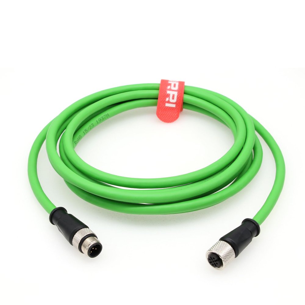 DRRI M12 5 Position A-Code Sensor Actuator Signal Industrial Drag Chain PUR Male to Female Green Cable IP67 Waterproof