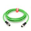 DRRI M12 5 Position A-Code Sensor Actuator Signal Industrial Drag Chain PUR Male to Female Green Cable IP67 Waterproof view 1