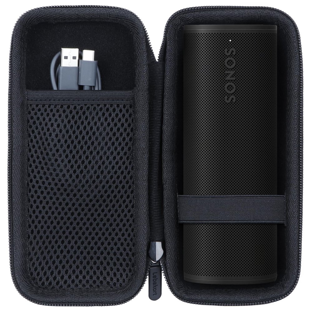Lebakort Hard Case Compatible with Sonos Roam 2 / Sonos Roam/Sonos Roam SL Portable Waterproof Speaker (Black Case)