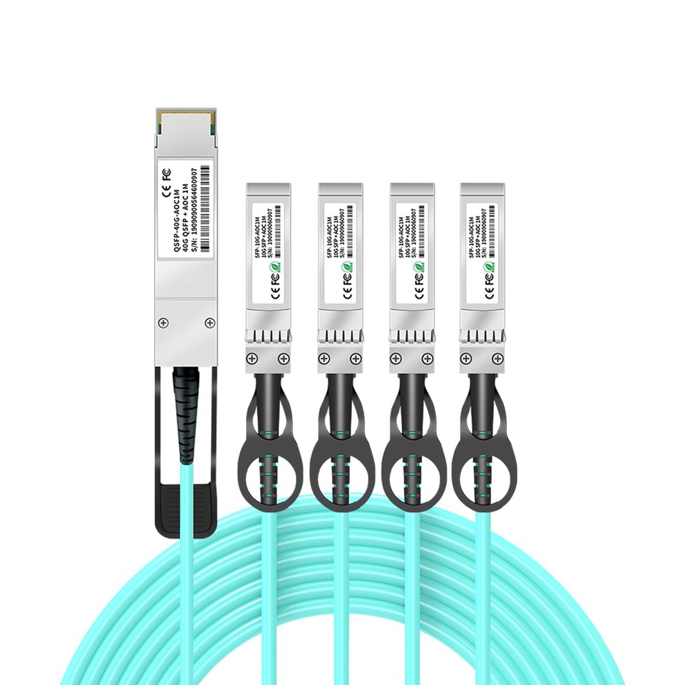 Buacoz QSFP to 4X SFP Breakout AOC Active Optical Cable, Compatible with Force10 Devices 40GBASE AOC Fiber Stacking Cable 40Gbps AOC High-Speed Optical Cable (7Meter/22.96ft) Splitter Cable